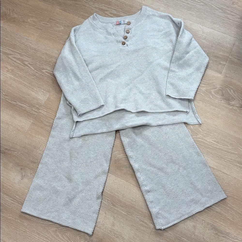 Free people Hailee matching waffle knit set size L light gray